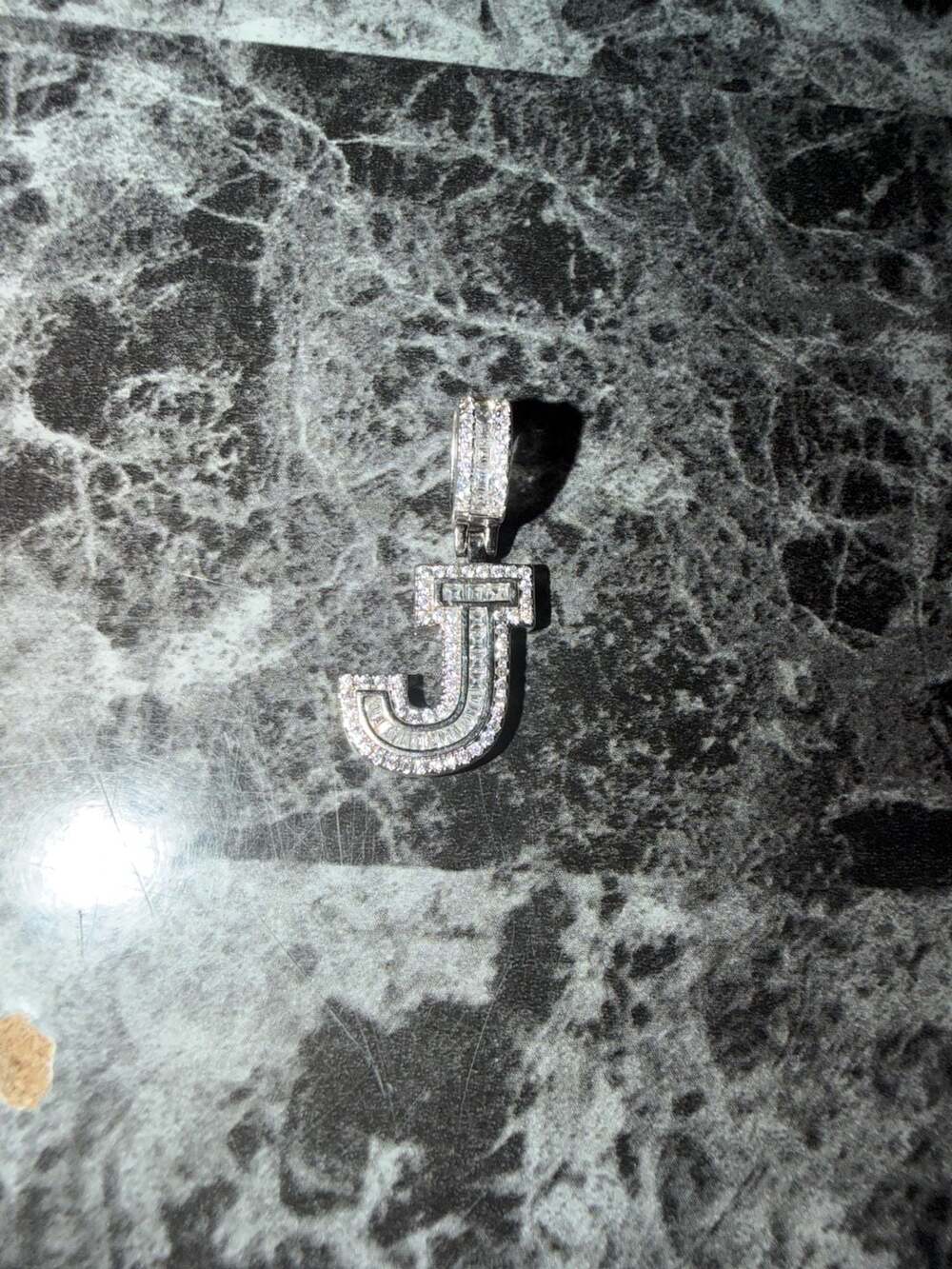 Sterling Silver CZ Initial J Pendant